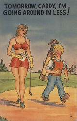 Woman Golfing in a Bathing Suit Postcard