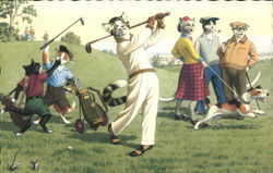 Cats Playing Golf Postcard