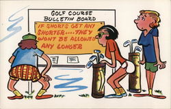 Golf Course Bulletin Board Caricatures Postcard Postcard Postcard