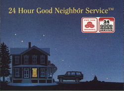 24 Hour Good Neighbor Service, State Farm Insurance Postcard