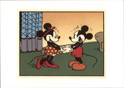 Mickey and Minnie Hold Hands Postcard