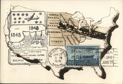 American Airlines Map of the USA Maximum Cards Postcard Postcard Postcard