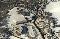 Aerial View of Village showing Olympic Arenas and Speed Skating Oval Lake Placid, NY Postcard Postcard Postcard