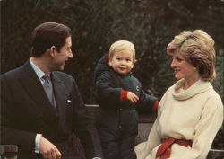 Prince William of Wales, 18 Months, With His Parents Postcard