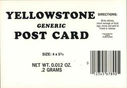 Yellowstone Generic Post Card Yellowstone National Park Postcard Postcard Postcard