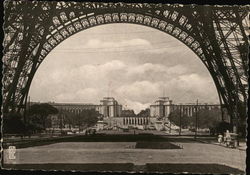 Gardens and Palace of Chaillot viewed through Eiffel Tower Paris, France Postcard Postcard Postcard