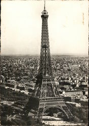 Eiffel Tower and View of City Paris, France Postcard Postcard Postcard