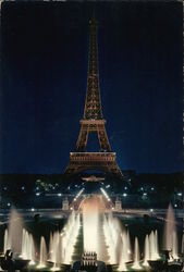 Eiffel Tower at Night Paris, France Postcard Postcard Postcard