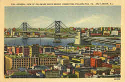 General View Of Delaware River Bridge Philadelphia, PA Postcard Postcard