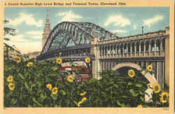 Detroit Superior High Level Bridge And Terminal Tower Cleveland, OH Postcard Postcard