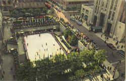 The Rockefeller Plaza Outdoor Ice skating Rink New York, NY Postcard Postcard