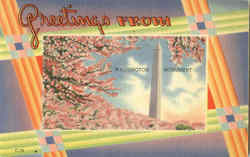 Greetings From Washington Monument Postcard