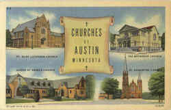 Churches Of Austin Minnesota Postcard Postcard