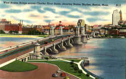 West Boston Bridge Across Charles River Basin Postcard