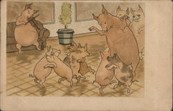 Dancing Pigs Postcard Postcard