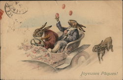 Joyeuses Paques! With Bunnies Postcard Postcard