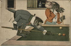 Monkeys Playing Pool Postcard