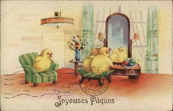 Chicks on Furniture Postcard