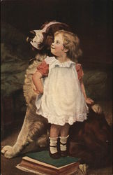 Little Girl with Big Dog Postcard