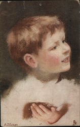 Painting of Young Boy Children Postcard Postcard