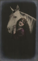 Woman with Horse Women Postcard Postcard