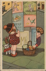 Little boy stealing from little girl Children Postcard Postcard