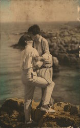 Couple Kissing Near the Water Couples Postcard Postcard