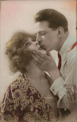 Man Kissing Woman Couples Postcard Postcard