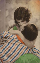 Woman Kissing Man Couples Postcard Postcard