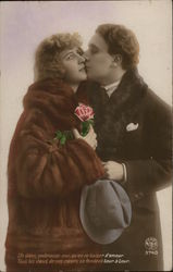 Man Kissing Woman Couples Postcard Postcard