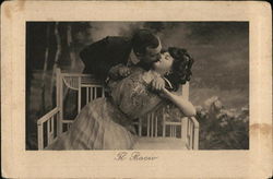 Couple's Romantic Kiss Postcard