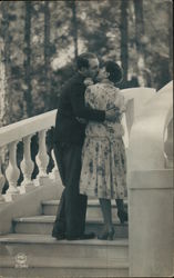 Couple Kissing on the Stairs Postcard