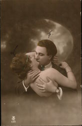 A Man and a Woman Kissing Postcard Postcard