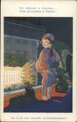 Child Warming Her Behind Near Glowing Heater Postcard