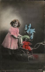 Girls Playing with Doll Children Postcard Postcard