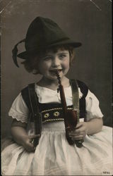 Little Girl in White Dress With Pipe Tobacco Postcard Postcard