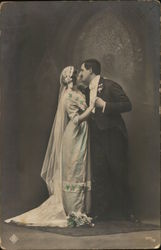 Couple Kissing and Dressed for Marriage Postcard