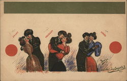 Couples Kissing, Dancing Postcard