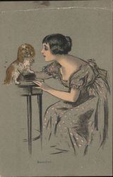 Woman With Dog Postcard