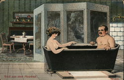 Couple in Bath Tub Risque & Nude Postcard Postcard