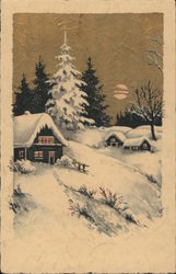 Cold Winter Night Christmas Postcard Postcard