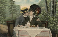 Couple Kissing at Tea Couples Postcard Postcard