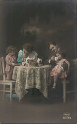 Family Having Tea Postcard