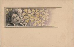 Art Nouveau Woman with Flowers Postcard