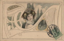 Girl With Ornate Headpiece Postcard