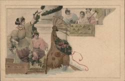 Women in Gondola, Boat Art Nouveau Postcard Postcard