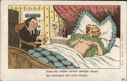 Man Pointing at Naked Woman Risque & Nude Postcard Postcard