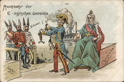 Queen Victoria, Soldier's Being Welcomed Back From War - Political Satire Postcard Postcard