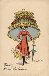 The Latest in Paris Chic Large Hat Postcard