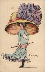 Woman in Large Hat Postcard